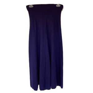 Vintage Navy Blue Knit Skirt Below Knee Pull On Stretch NO TAGS Career Business